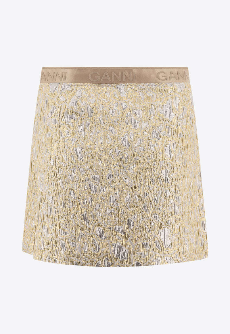 GANNI Metallic Mini A-line Skirt W0038012_74421 Gold