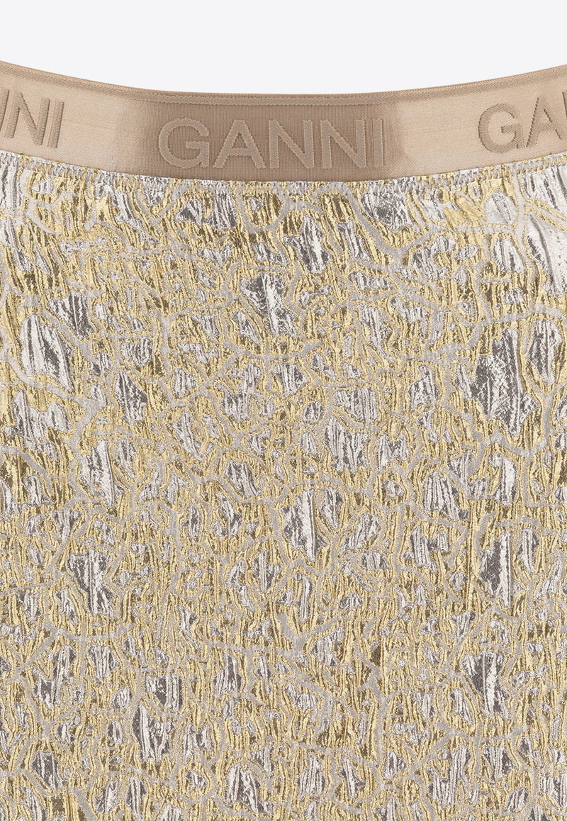 GANNI Metallic Mini A-line Skirt W0038012_74421 Gold