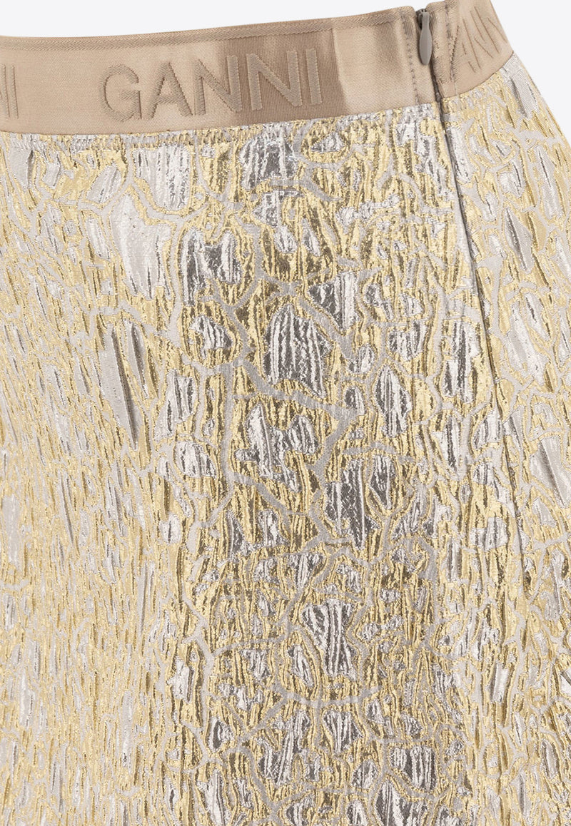 GANNI Metallic Mini A-line Skirt W0038012_74421 Gold