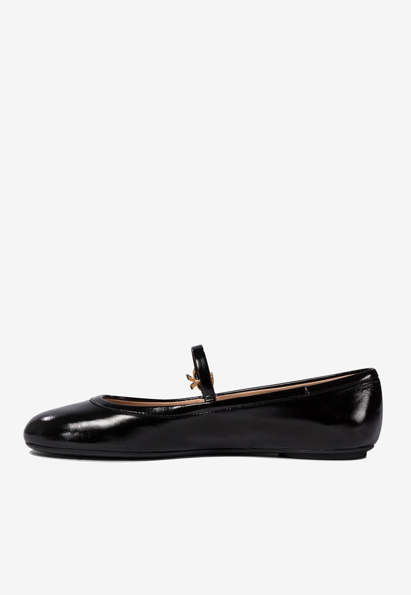 Gianvito Rossi Carla Patent Leather Ballet Flats Black G2222305GOMBLACK_74497