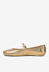 Gianvito Rossi Carla Metallic Leather Ballet Flats Gold G2222305GOMMEKONG_74478