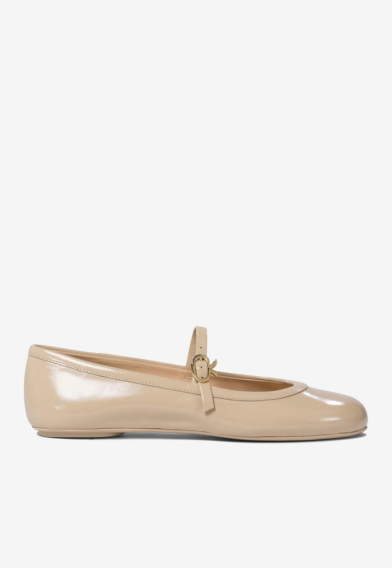 Gianvito Rossi Carla Patent Leather Ballet Flats Sand G2222305GOMSAND_74522