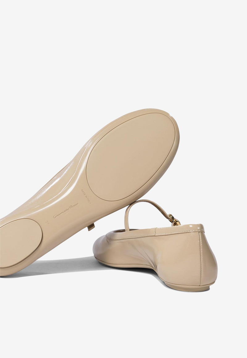 Gianvito Rossi Carla Patent Leather Ballet Flats Sand G2222305GOMSAND_74522