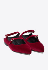Amato Daniele Velvet Pointed Flat Mules Bordeaux W245VELLUTO RUBINO_74585