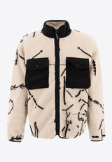 and wander Patterned Fleece Zip-Up Jacket White 5744281140031_74937