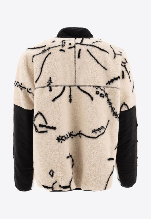 and wander Patterned Fleece Zip-Up Jacket White 5744281140031_74937