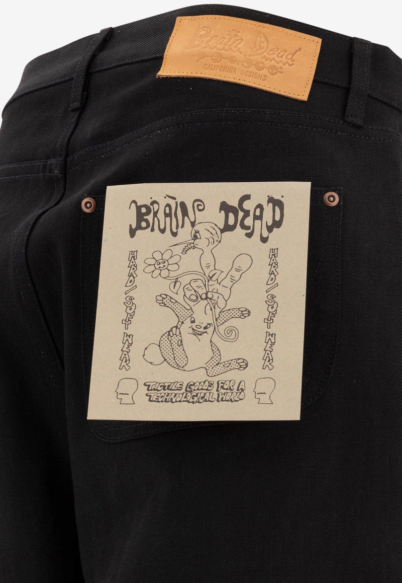 Brain Dead Logo Patch Straight Jeans Black P24B08004138SOLID BLACK_74814