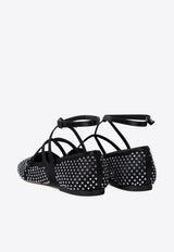 Jimmy Choo Astoria Crystal Mesh Ballet Flats Black ASTORIA FLATQHSBLACK/CRYSTAL_75105