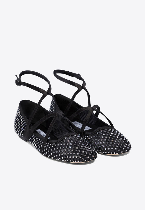 Jimmy Choo Astoria Crystal Mesh Ballet Flats Black ASTORIA FLATQHSBLACK/CRYSTAL_75105