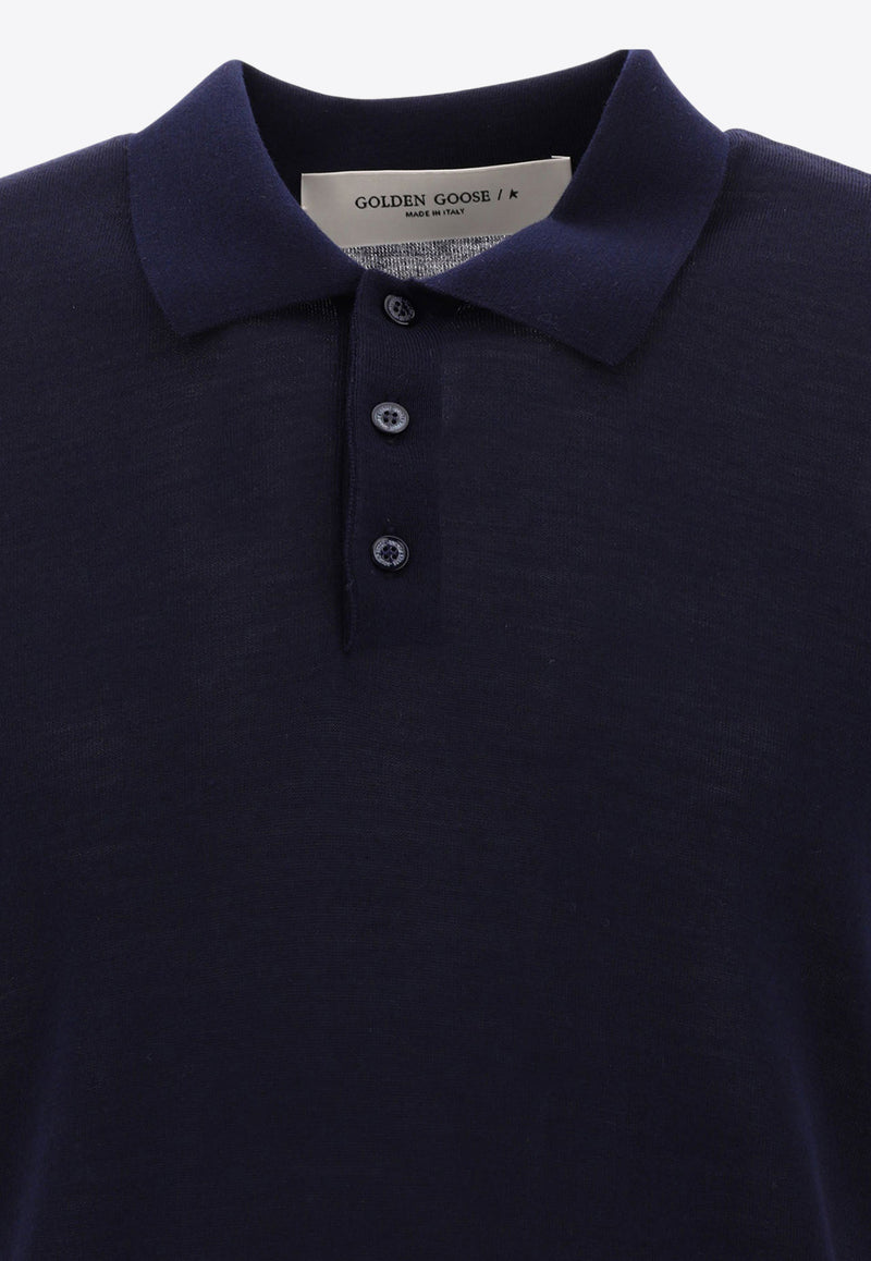 Golden Goose DB Wool Knit Polo T-shirt Blue GMP01412P00104150501_75229
