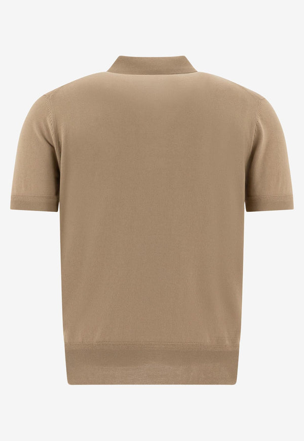 Tom Ford Fine Knit Polo T-shirt Beige KPS004YMC024S25JB281_75444