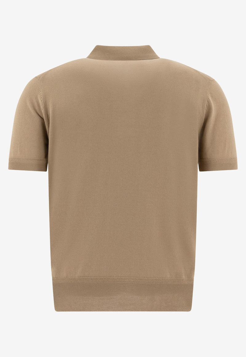 Tom Ford Fine Knit Polo T-shirt Beige KPS004YMC024S25JB281_75444