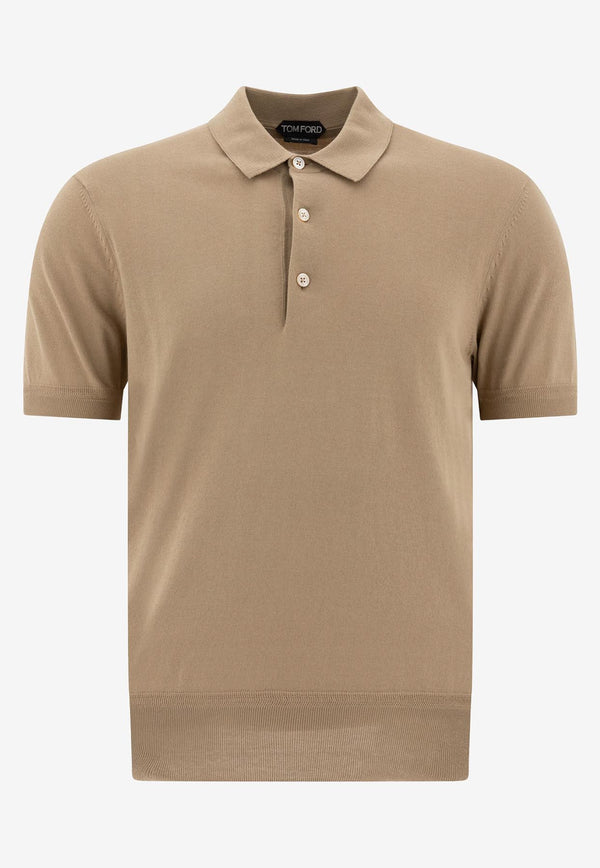 Tom Ford Fine Knit Polo T-shirt Beige KPS004YMC024S25JB281_75444