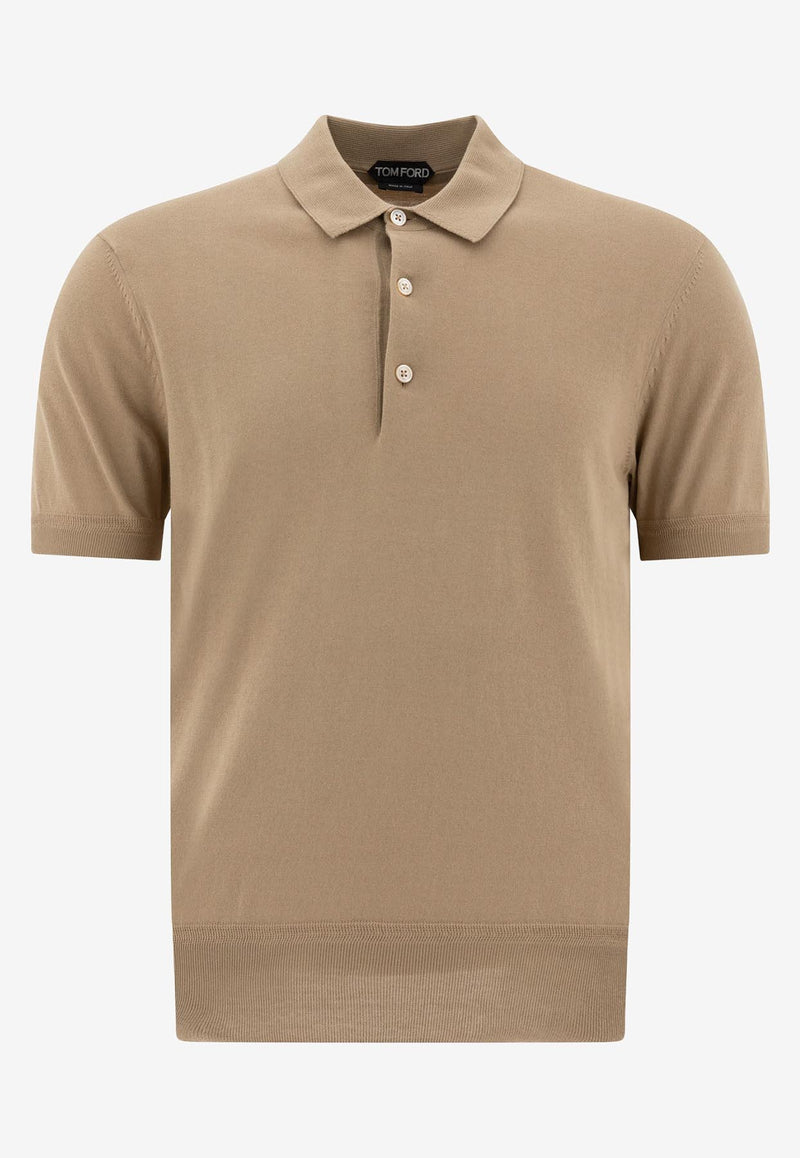 Tom Ford Fine Knit Polo T-shirt Beige KPS004YMC024S25JB281_75444