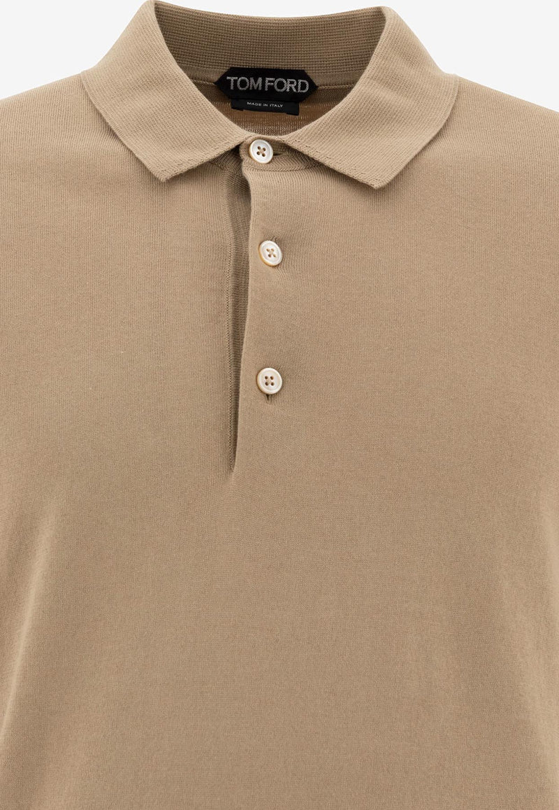 Tom Ford Fine Knit Polo T-shirt Beige KPS004YMC024S25JB281_75444