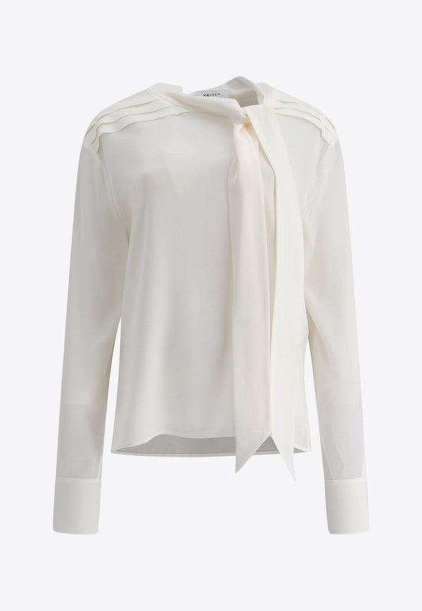 Alexander McQueen Scarf-Neck Silk Blouse 814400QBAAF9016_75575