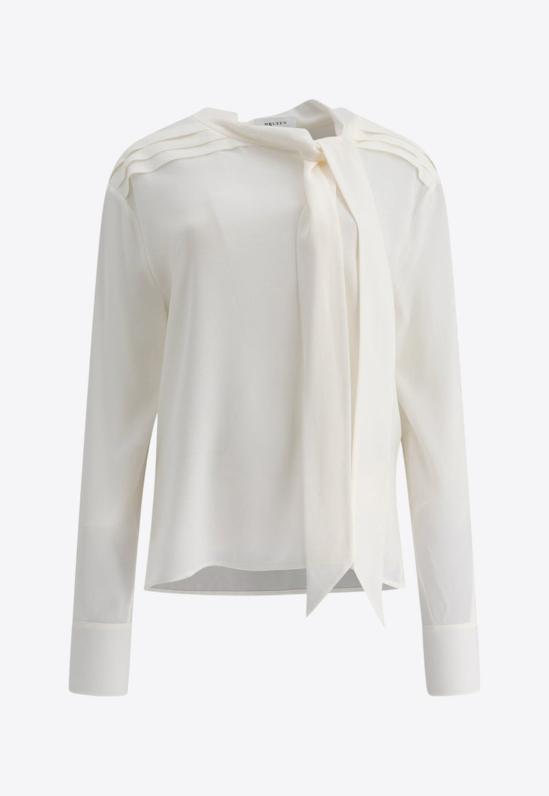 Alexander McQueen Scarf-Neck Silk Blouse 814400QBAAF9016_75575