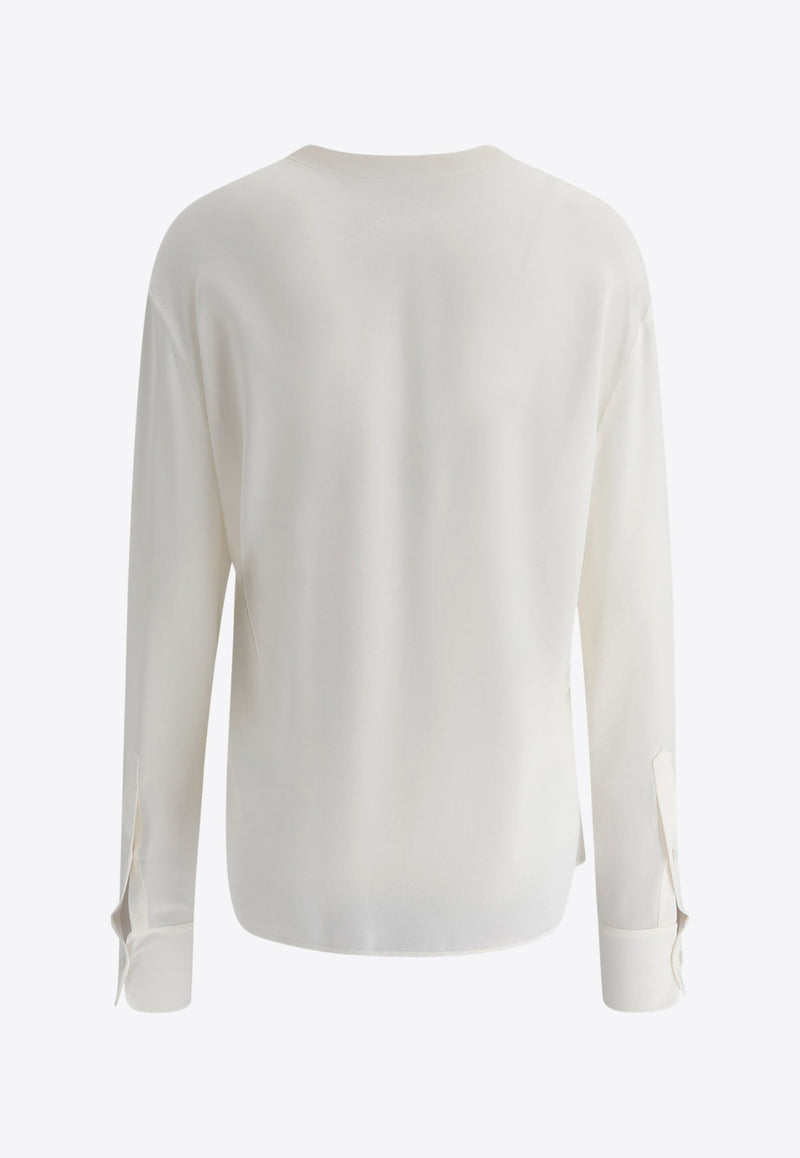 Alexander McQueen Scarf-Neck Silk Blouse 814400QBAAF9016_75575