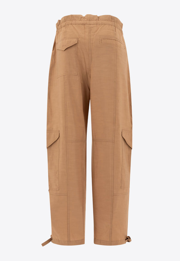 GANNI High-Waist Cargo Pants W0331177_75611 Beige