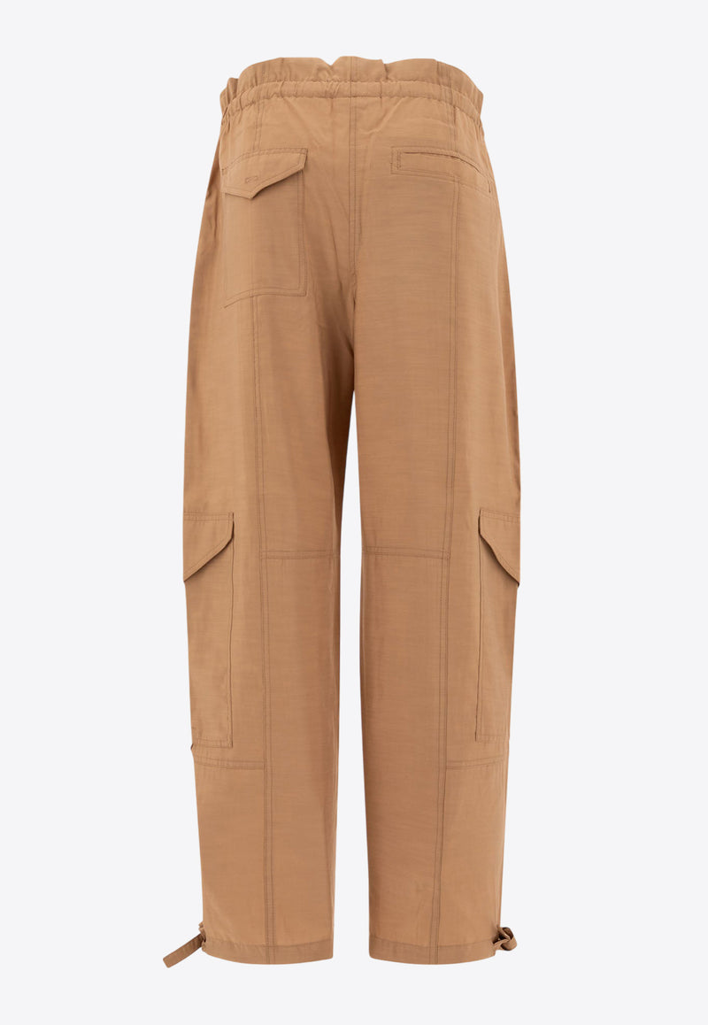 GANNI High-Waist Cargo Pants W0331177_75611 Beige
