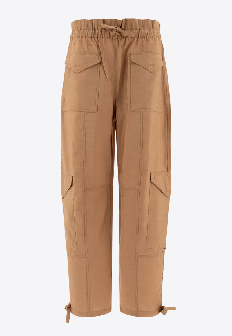 GANNI High-Waist Cargo Pants W0331177_75611 Beige