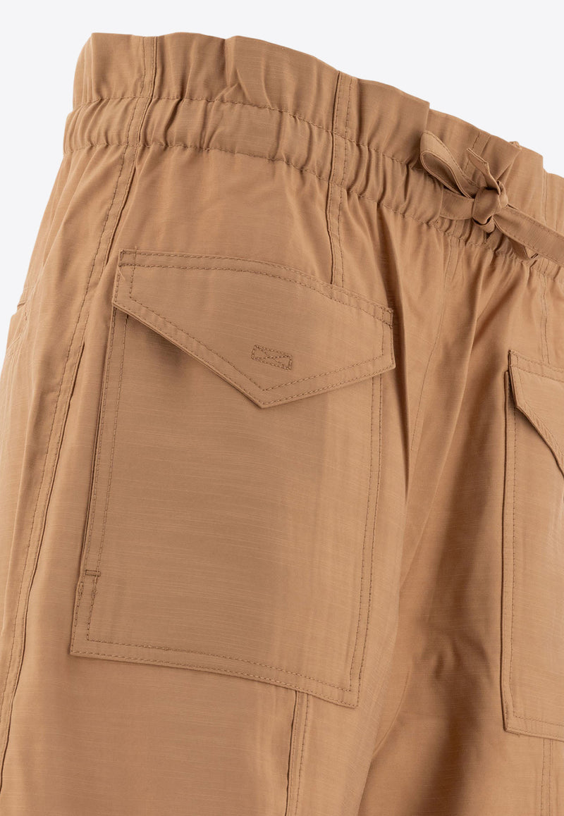 GANNI High-Waist Cargo Pants W0331177_75611 Beige