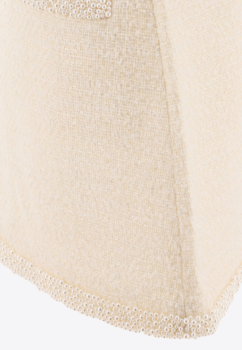Self-Portrait Pearl Embellished Mini Bouclé Skirt Cream RS25-164SK-CCREAM_75622
