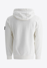 Stone Island Logo Patch Hooded Fleece Sweatshirt White 6100045S0051V0001_75789