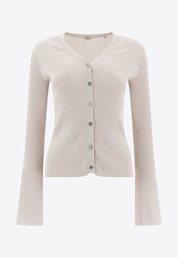 Aspesi Ribbed Buttoned Cardigan White 3494P3311180_76192_TH