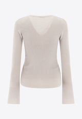 Aspesi Ribbed Buttoned Cardigan White 3494P3311180_76192_TH