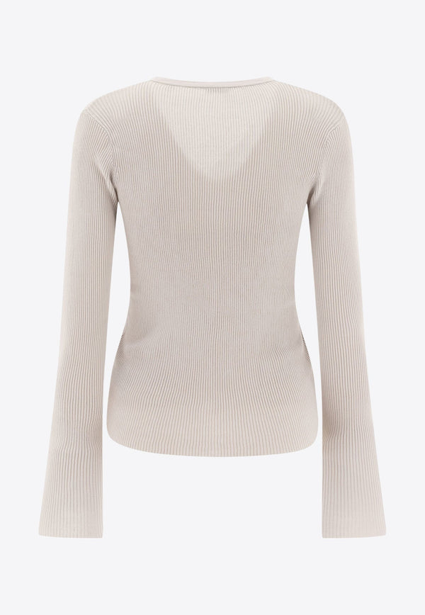 Aspesi Ribbed Buttoned Cardigan White 3494P3311180_76192_TH