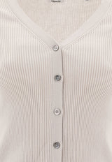 Aspesi Ribbed Buttoned Cardigan White 3494P3311180_76192_TH