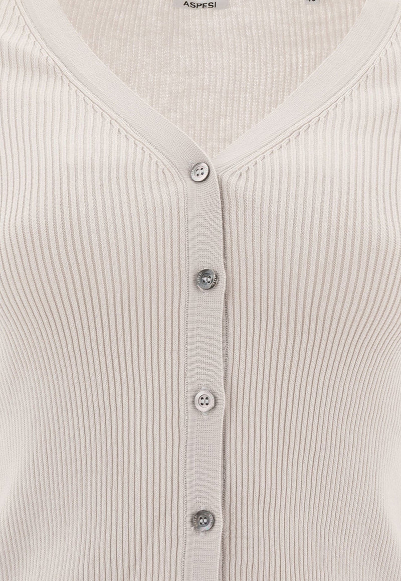 Aspesi Ribbed Buttoned Cardigan White 3494P3311180_76192_TH