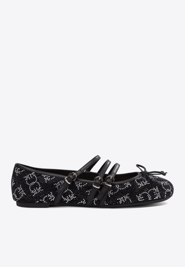 PINKO Joy Embellished Monogram Ballet Flats Black SD0299E025Z99_76370