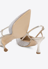 Ninalilou Mya 70 Rhinestone Embellished Slingback Pumps Platinum 351247M7/33PLATINO_76402