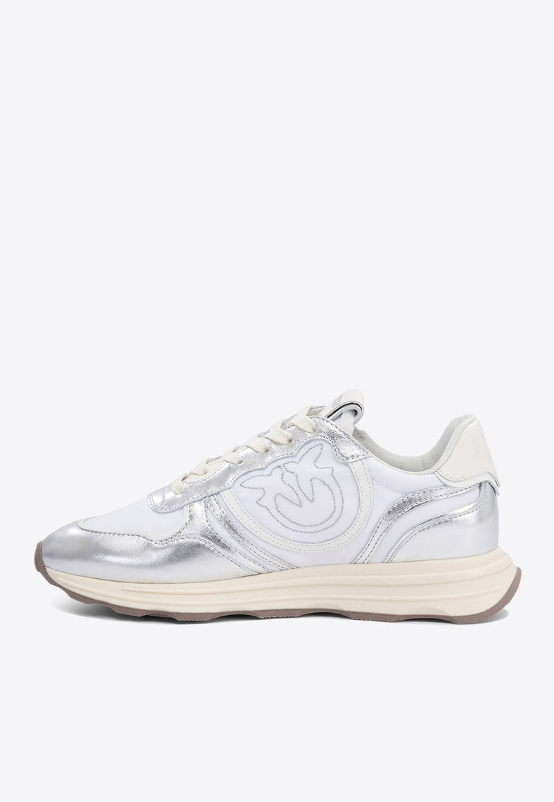 PINKO Zoe Metallic Leather Low-Top Sneakers Silver SS0087P085ZZF_76408
