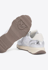 PINKO Zoe Metallic Leather Low-Top Sneakers Silver SS0087P085ZZF_76408