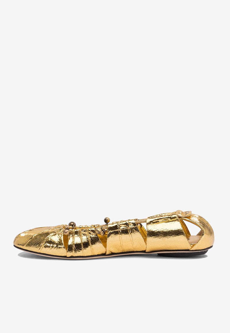 Chloé Luna Metallic Leather Ballet Flats Gold C25S08JQO9DA_76547