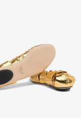 Chloé Luna Metallic Leather Ballet Flats Gold C25S08JQO9DA_76547