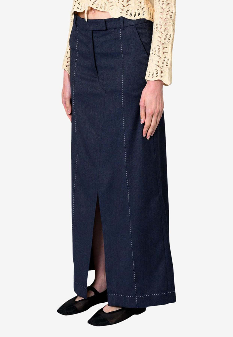 The Garment Pluto Stitch Maxi Skirt Blue 20246NAVY