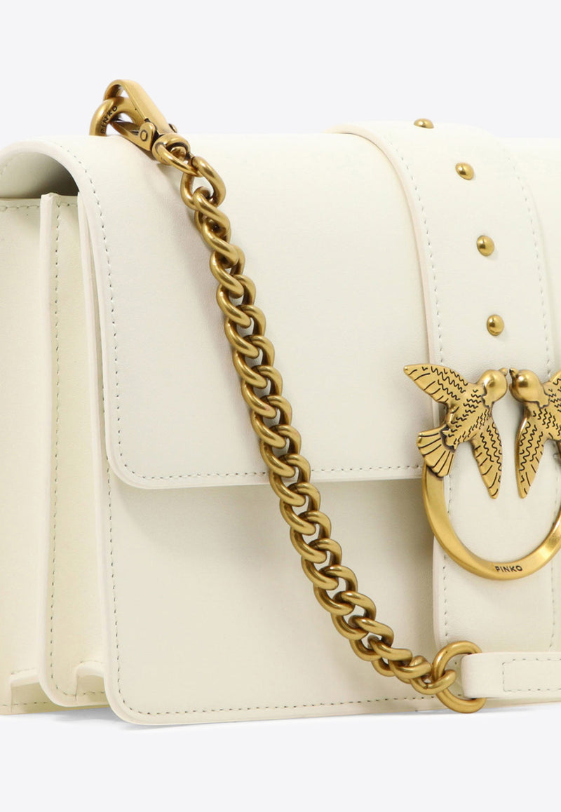 PINKO Classic Love Leather Crossbody Bag Ivory 100053A0F1Z14Q_76675