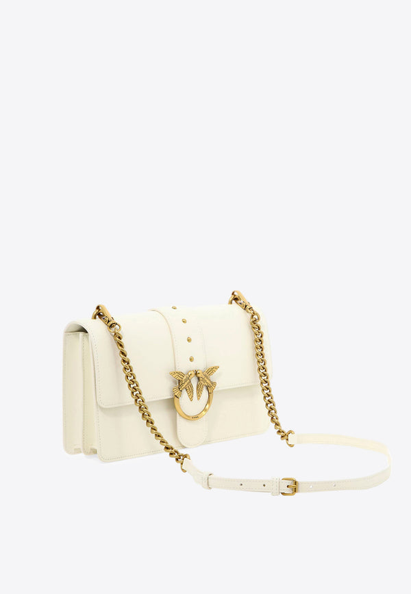 PINKO Classic Love Leather Crossbody Bag Ivory 100053A0F1Z14Q_76675