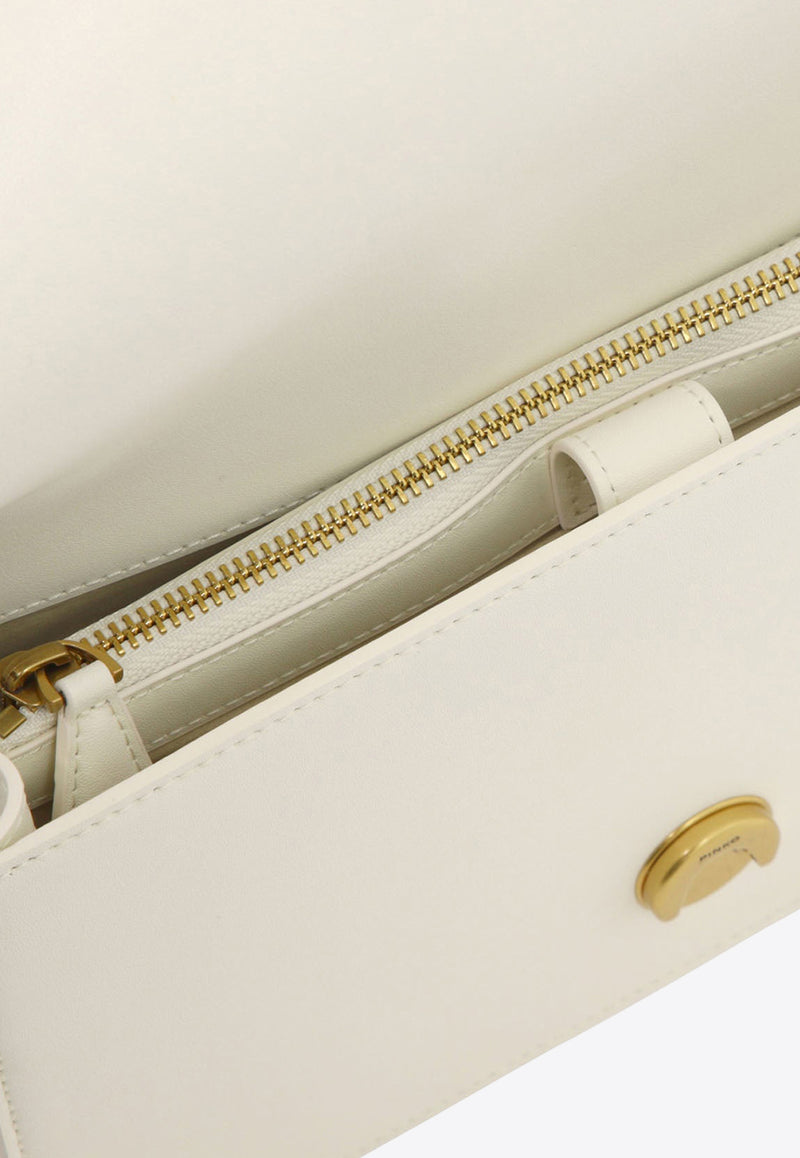 PINKO Classic Love Leather Crossbody Bag Ivory 100053A0F1Z14Q_76675