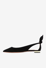 Aquazzura Bow Tie Suede Ballet Flats Black DENFLAB0SUE000_76703