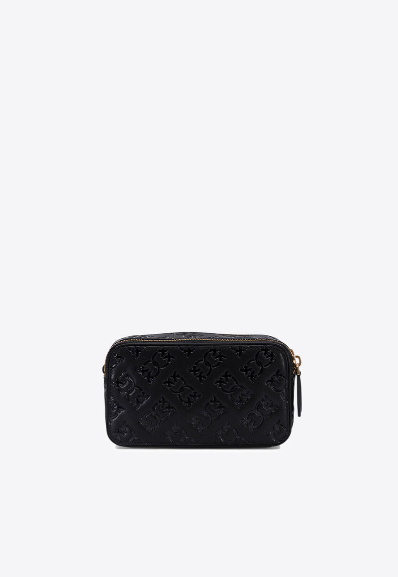 PINKO Embossed Leather Crossbody Bag Black 104292A1YBZ99Q_76937
