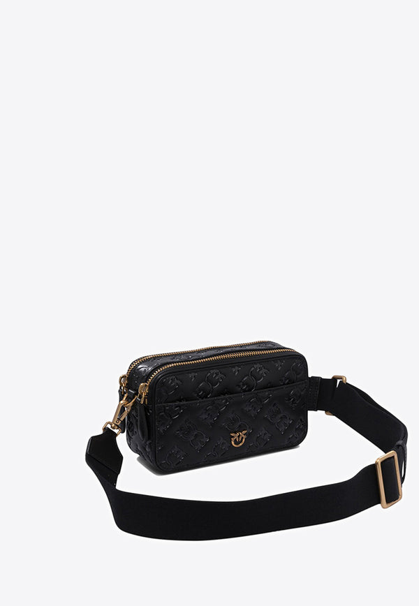 PINKO Embossed Leather Crossbody Bag Black 104292A1YBZ99Q_76937