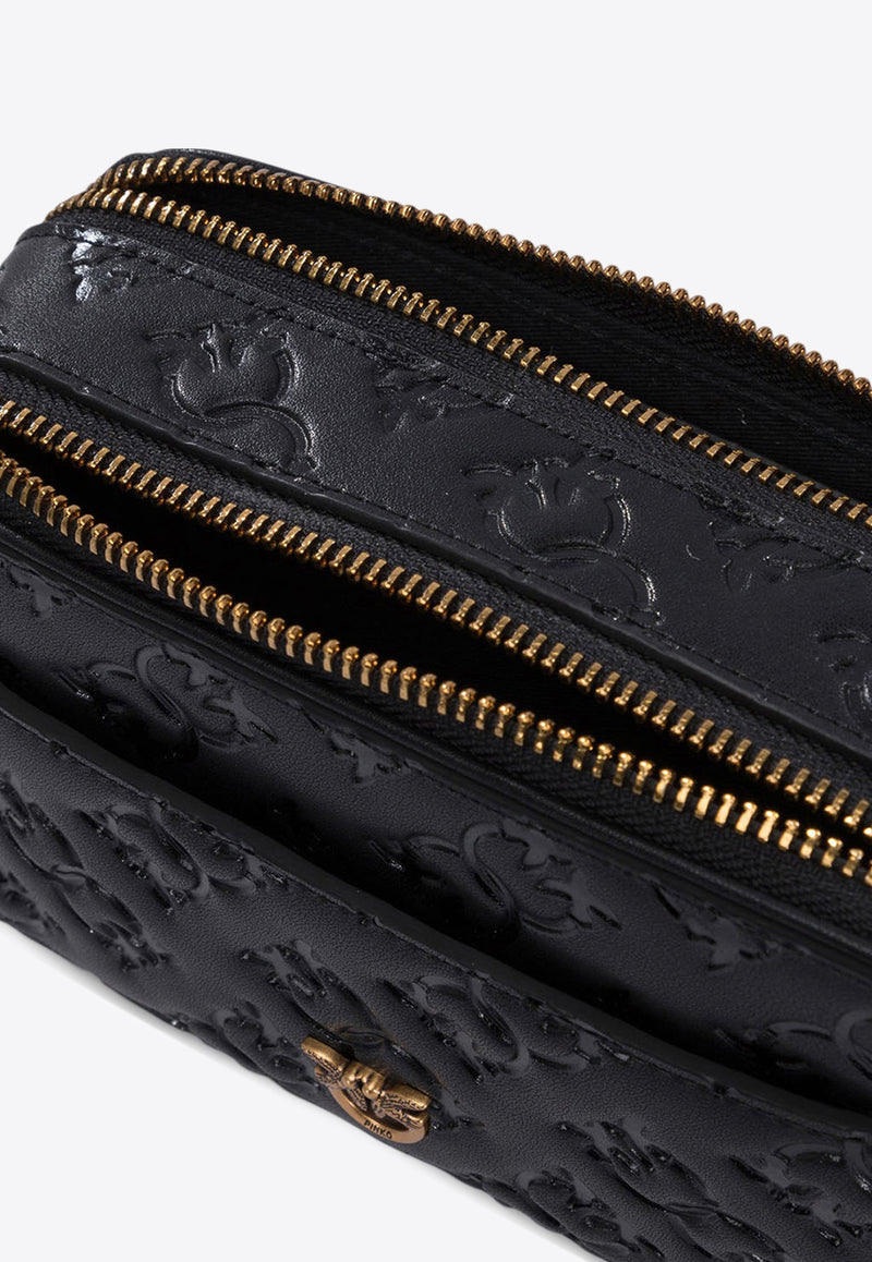 PINKO Embossed Leather Crossbody Bag Black 104292A1YBZ99Q_76937