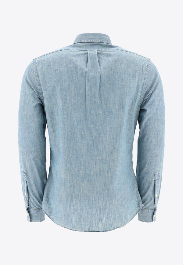 Polo Ralph Lauren Logo Embroidered Denim Shirt Blue 710548538001CHAMBRAY_76831