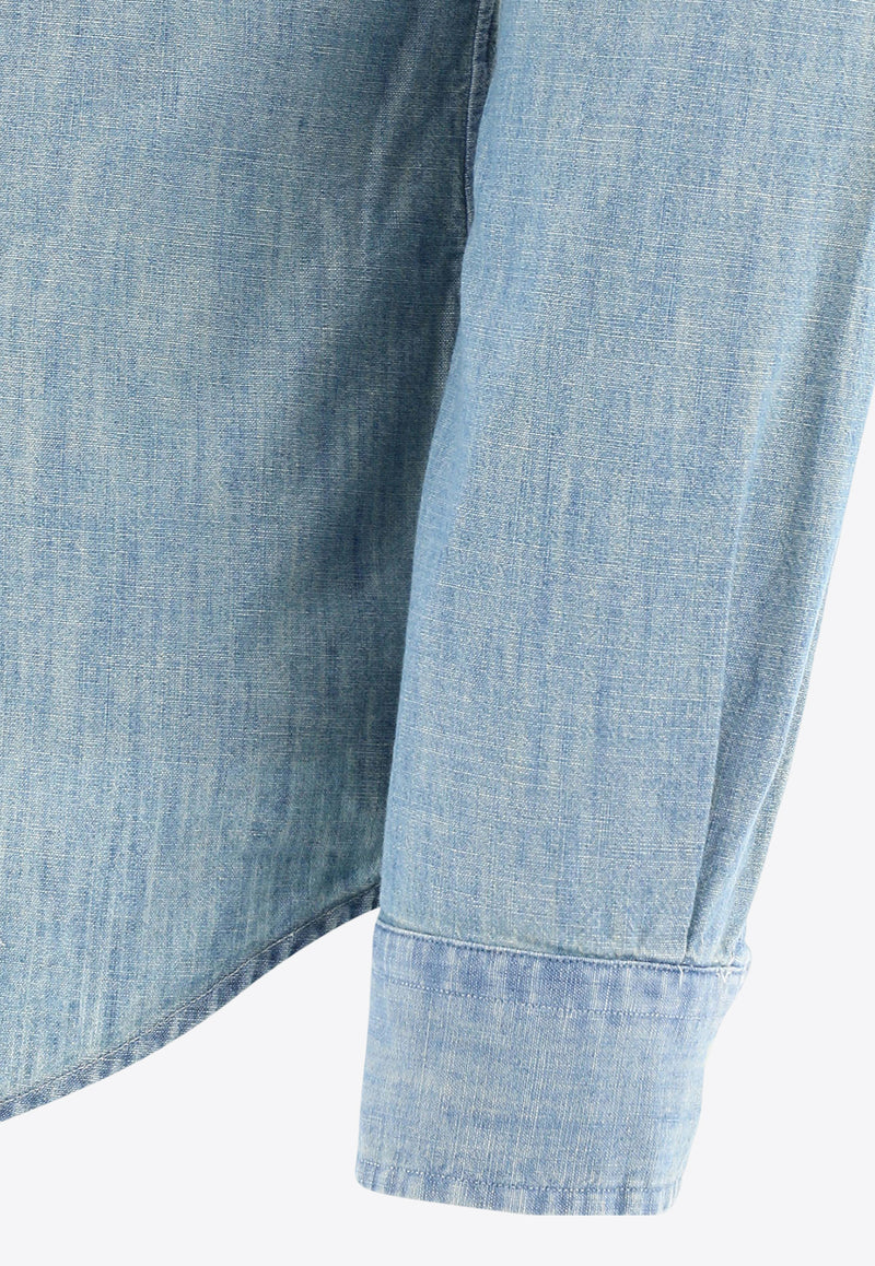 Polo Ralph Lauren Logo Embroidered Denim Shirt Blue 710548538001CHAMBRAY_76831
