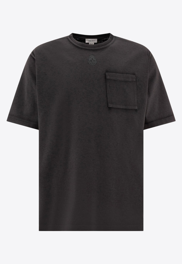 Alexander McQueen Short-Sleeved Solid T-shirt 815068QTAC60548_77031 Black